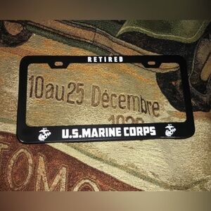 USMC Marine Corps RETIRED License Plate Frame Metal NEW Military